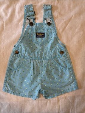 Vintage OshKosh B'gosh Short Overalls Size 18 Months Floral
